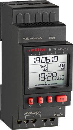 Müller SC 18.14 easy digitale Hutschienen-Zeitschaltuhr 230V/AC 4000W in Schwarz - Bild 1