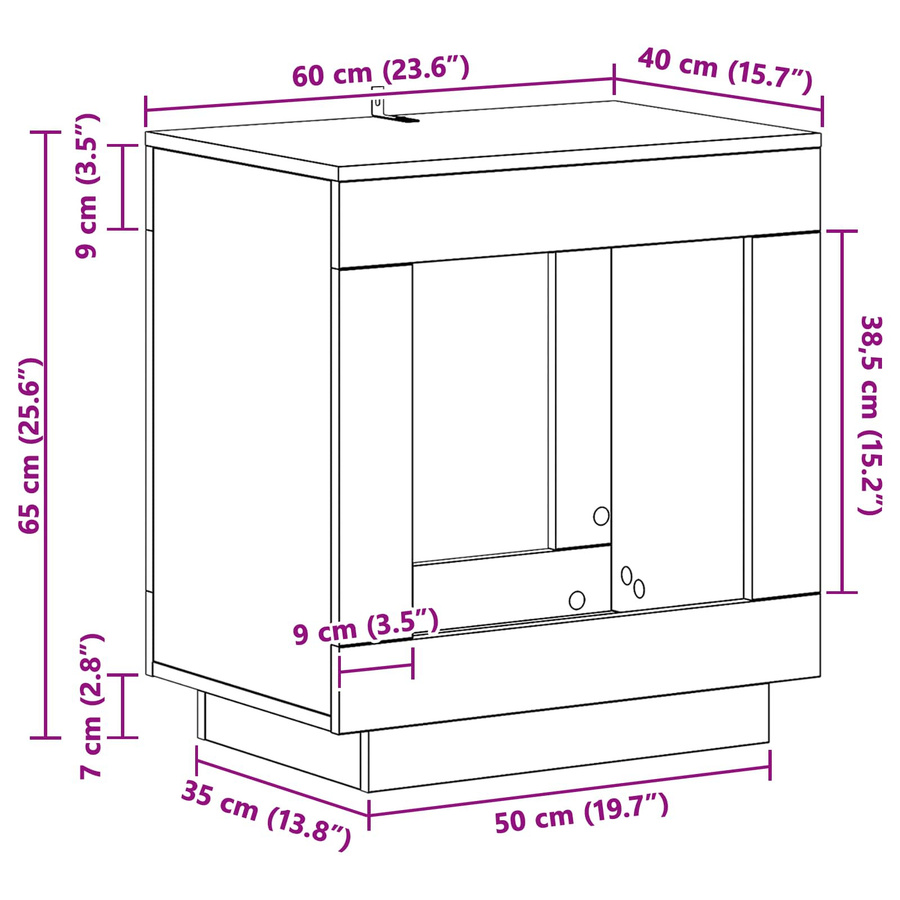 vidaXL Beistelltisch in Betongrau aus Holzwerkstoff, B/T/H: 60 x 40 x 65 cm - Bild 2