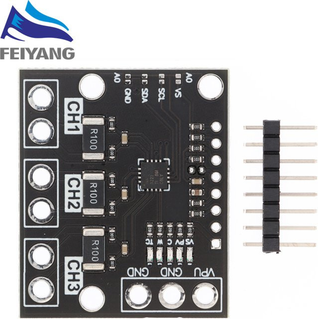 SAMIROB Ina3221 Dreifach-Kanal-Modul zur High-Side-Messung mit Shunt- und Bus-Spannungsmonitor, I2C- und SMBus-kompatibel, Schwarz - Bild 1