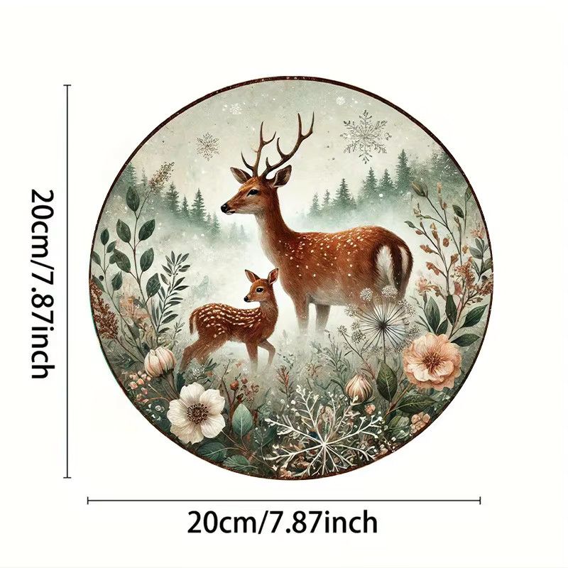 Potdemiel Vintage Wandkunst aus Eisen mit Waldhirsch-Mutter Design, runde Metallplakette für Garten und Küche, Durchmesser: 20,3 cm - Bild 2