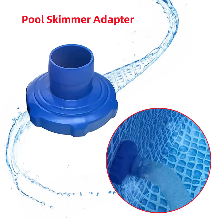 Pool-Skimmer-Adapter mit Wandmontagerohr und 80 cm weißem Schlauch, 40 mm Widerhaken auf 80 mm Innengewinde, blauem Anschluss und Kunststoffmaterial - Bild 3