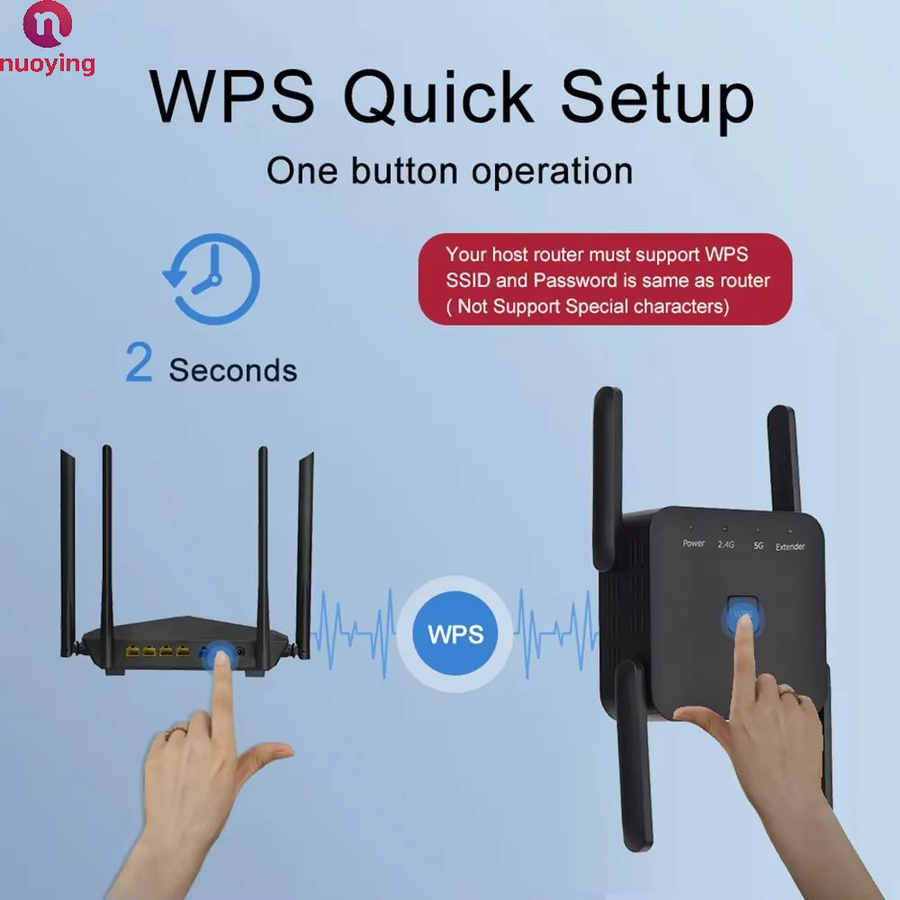 NUOYING AC1200 WLAN-Repeater Dual-Band 2,4G/5GHz Wi-Fi Signalverstärker Schwarz - Bild 5