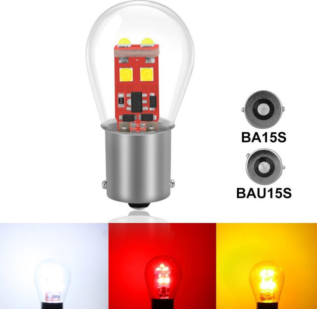 LED Auto Licht Set für Blinker, Bremse und Rückfahrleuchte in Weiß, Rot und Gelb (BA15S, P21W, PY21W) - Bild 1