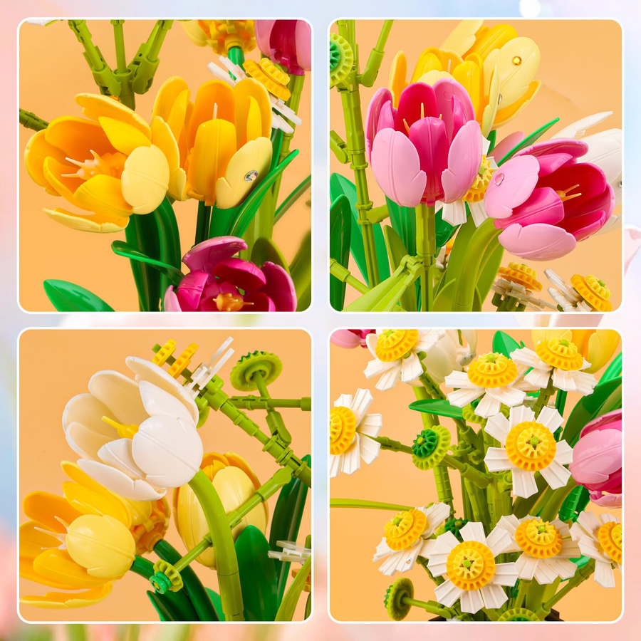 Linyi toy Tulpen Bauset 1250-teiliges Set bunt - Bild 2