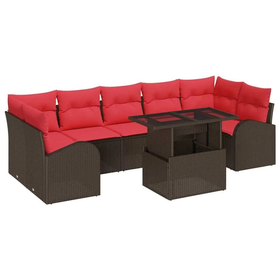 vidaXL Gartensofa-Set aus Poly-Rattan in Braun mit L-Form, Polsterung und integriertem Stauraum für Terrasse und Garten - Bild 2