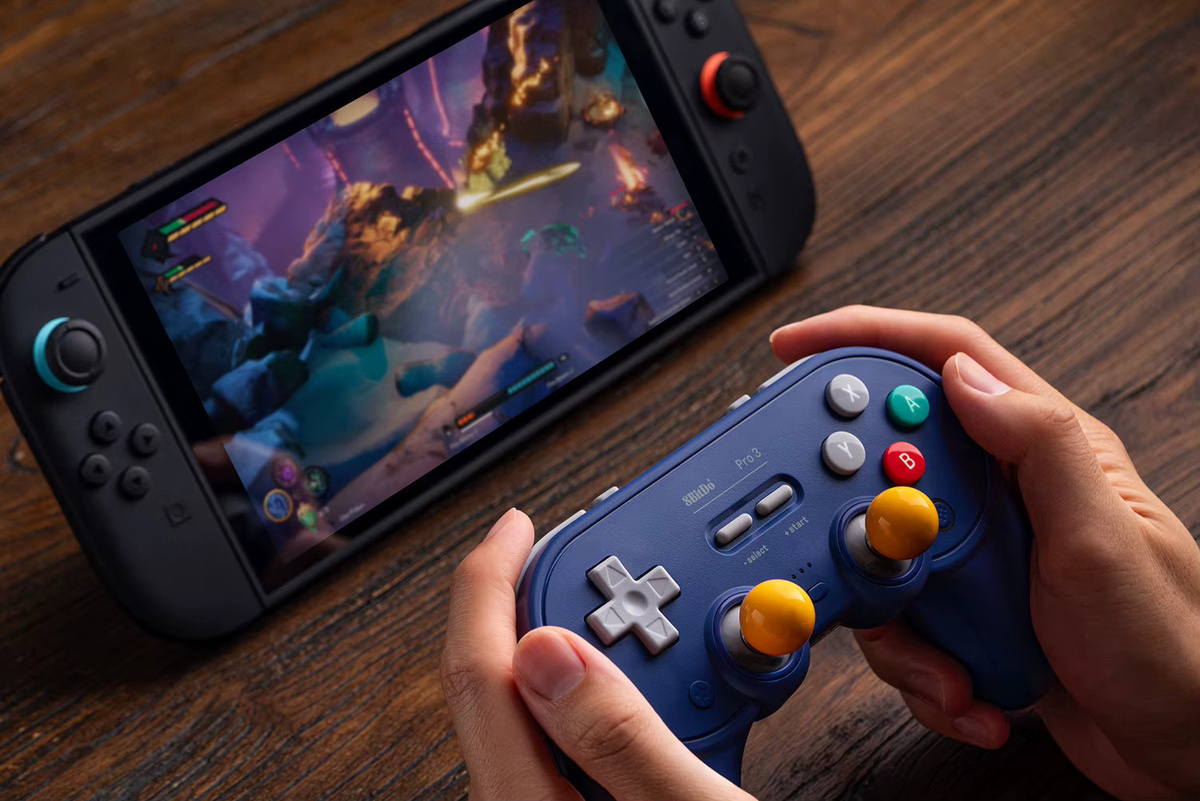 8BitDo Pro 3 Bluetooth-Gamepad kabelloser Gaming-Controller für Nintendo Switch und PC mit TMR Joysticks und austauschbaren Tasten in Blau oder Lila - Bild 4