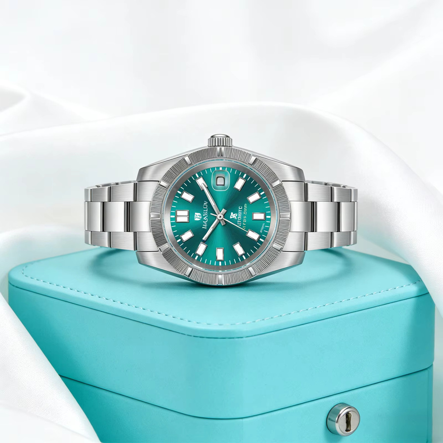 MACARLON Automatikuhr, Edelstahl, Saphirglas, 38 mm, Herren, Blau - Bild 4