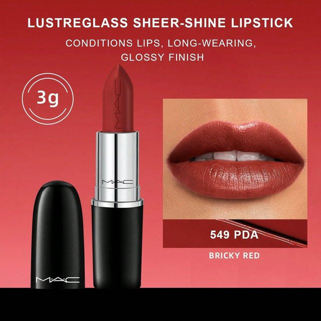 MAC Lustreglass Sheer Shine Lippenstift, PDA, Ziegelrot, 3g - Bild 1