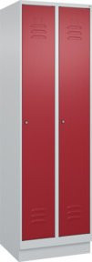 C+P Spind Classic PLUS Garderobenschrank mit Sockel, 2 Abteile, Farbe Grau/Rot, H x B x T: 195 x 60 x 50 cm - Bild 1