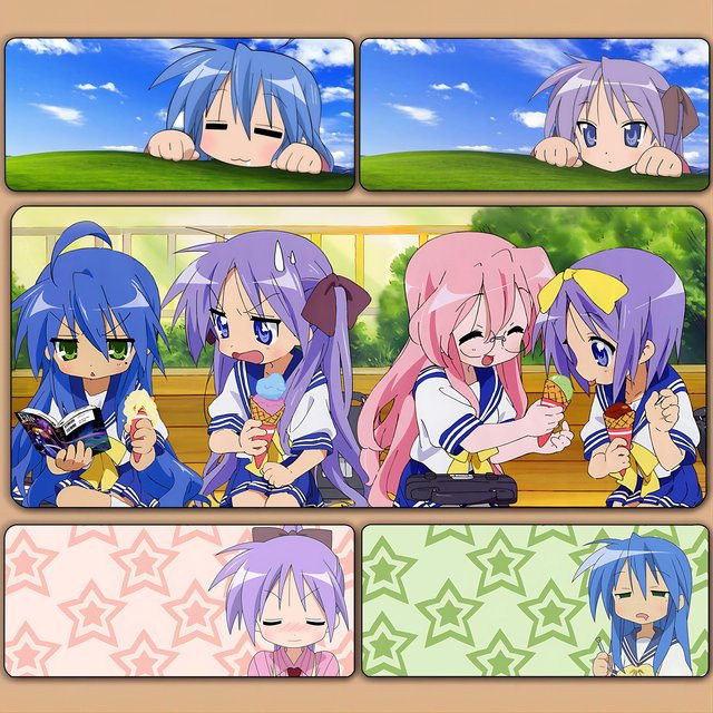 Lucky Star Konatas Izumis Mousepad XXL Multicolor B/B: 90 x 40 cm Rutschfeste Schreibtischunterlage mit HD-Druck für Gamer und PC-Nutzer - Bild 1