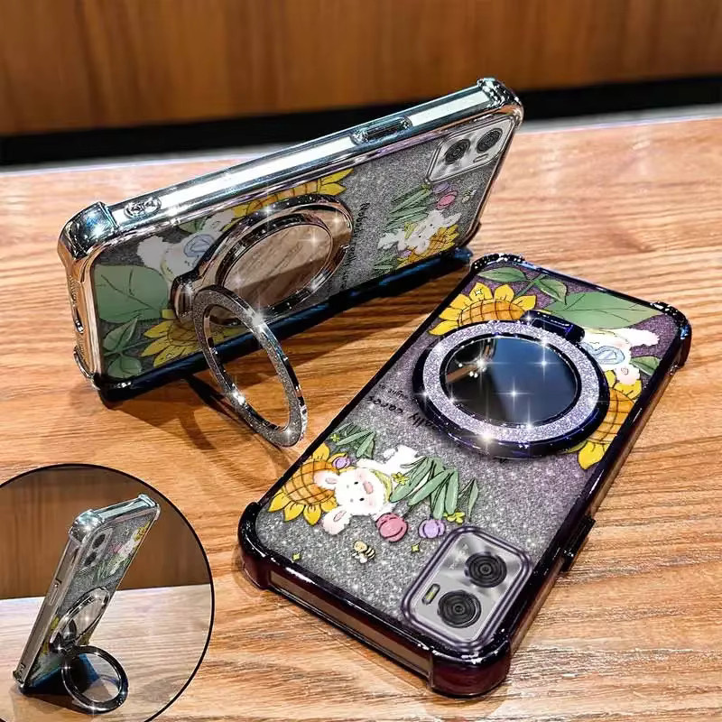 E15 Happy Rabbit Handyhülle mit Lanyard für Motorola E13 G84 G82 G64 G54 G52 G71s G30 G20 G10 G50 Pro G60 F in Multicolour und Silber - Bild 3