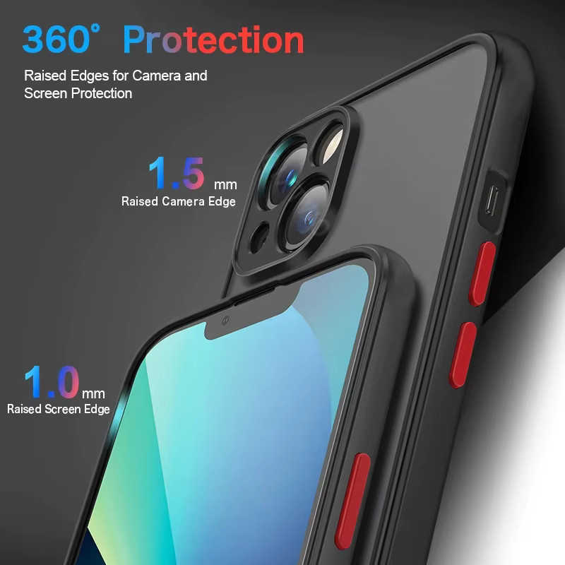 Mattierte Silikon-Handyhülle mit Rand für Apple iPhone 12 13 14 15 16 17 Pro Max Mini in Rot - Bild 3