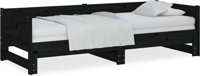 vidaXL Ausziehbares Tagesbett aus Massivholz Kiefer in Schwarz, B/T/H: 204 x 90 x 181 cm - Bild 1