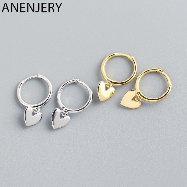 ANENJERY Creolen, Silber, Damen, Herz-Design - Bild 1