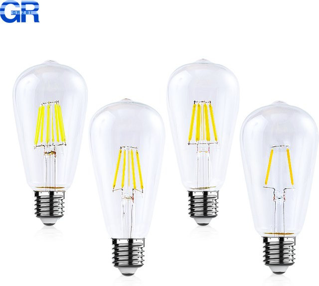 GRZBI LED Vintage Edison Glühlampe ST64 mit E27 Sockel, transparentes Glas, 4W - Bild 1