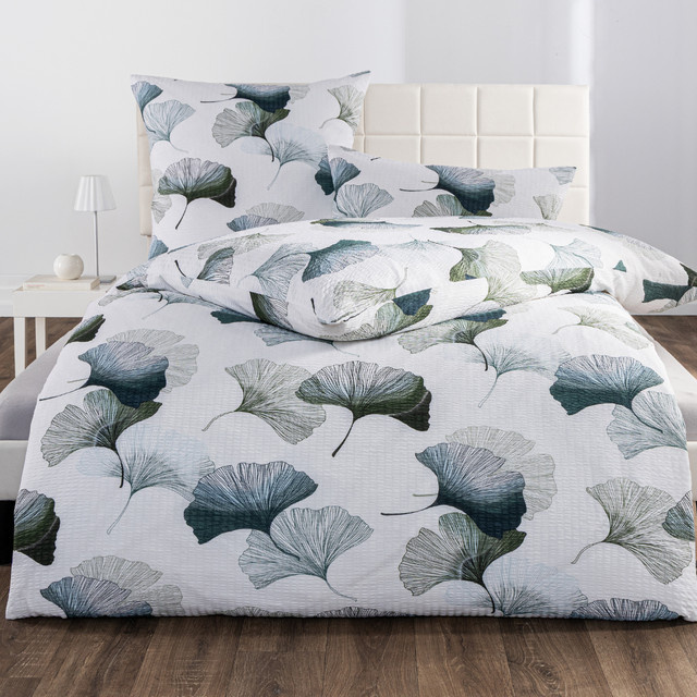 Dreamtex Seersucker Bettwäsche aus Baumwolle 3-teilig mit Reißverschluss B/H: 135 x 200 cm - Bild 1