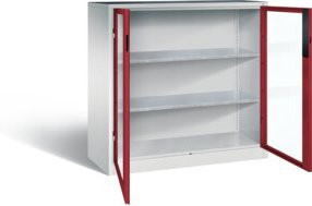 C+P Werkzeugschrank Acurado mit Türen und Schloss, Front Rubinrot, Korpus Lichtgrau, H x B x T: 120 x 120 x 50 cm - Bild 1