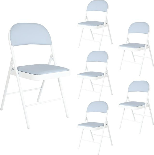 HTI-Living Wedigo Klappstühle 6er Set Grau aus Metall mit Kunstleder-Sitzkissen und Stapelfunktion - Bild 1