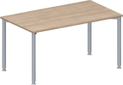 Schäfer Shop Genius Konferenztisch MODENA FLEX in Eiche-Dekor und Weißaluminium, Rechteck, höhenverstellbar, B: 140 cm, T: 80 cm, H: 72-84 cm - Bild 1