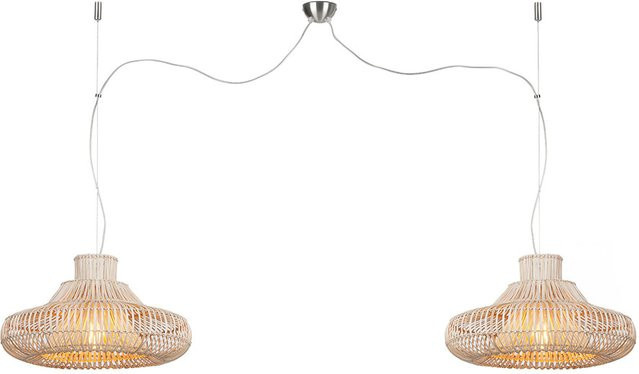 Good&Mojo Kalahari Pendelleuchte aus Weidengeflecht in Beige mit Holzdetails, Höhe: 120 cm, Durchmesser: 45 cm - Bild 1