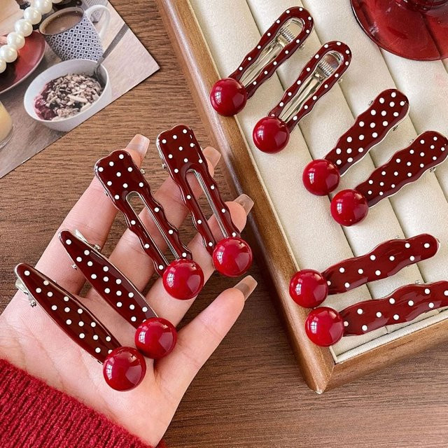 MOONBIFFY Haarspange Polka-Dot, 6 cm, Rot - Bild 1