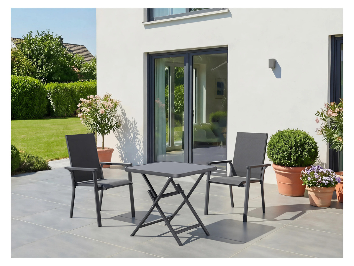LIVARNO Alu-Stapelsessel Houston, grau, moderner Gartenstuhl aus Aluminium und Kunststoff für Balkon und Terrasse - Bild 2