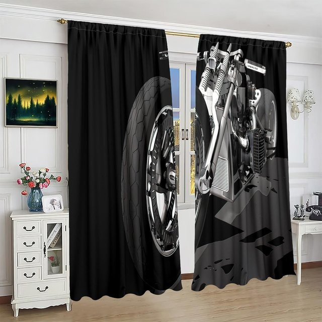 Yiran Furniture Straßenauto Vorhänge aus Polyester im 2er-Set, semi-transparent, moderner Stil, B/H: 106,68 x 165,1 cm - Bild 1