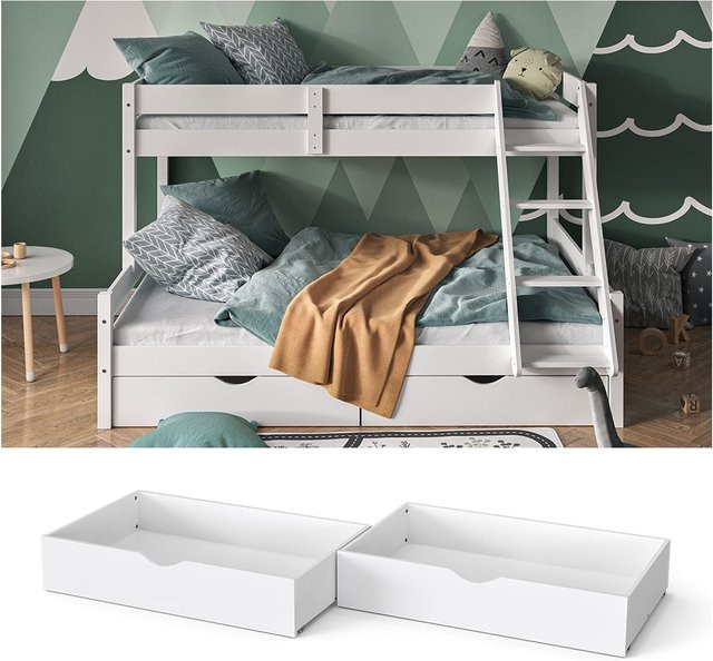 VitaliSpa Bettschublade Everest aus Kiefer Massivholz in Weiß, B: 98 cm, H: 20 cm - Bild 1