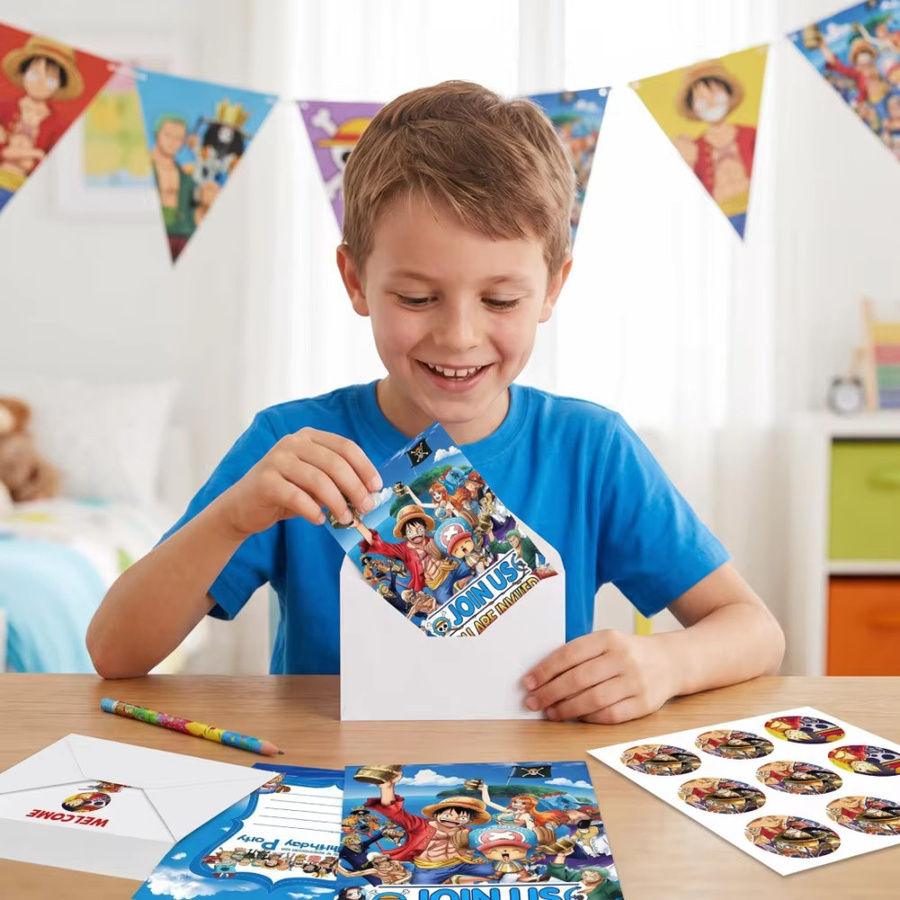 One Piece Themen-Party Einladungskarten mit Umschlag von Bandai in Multicolour - Bild 2