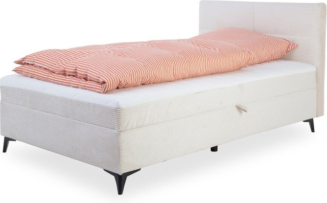 Boxspringbett HARPER EIBAR in Beige mit Cord-Stoff, B/T: 120 x 200 cm - Bild 1