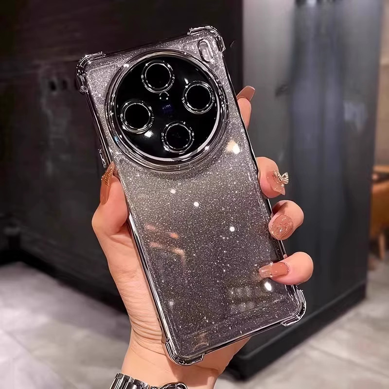 Stoßfeste Silikon Schutzhülle mit Glitter und Objektivschutz für VIVO X300 und X300 Pro in Gold - Bild 1