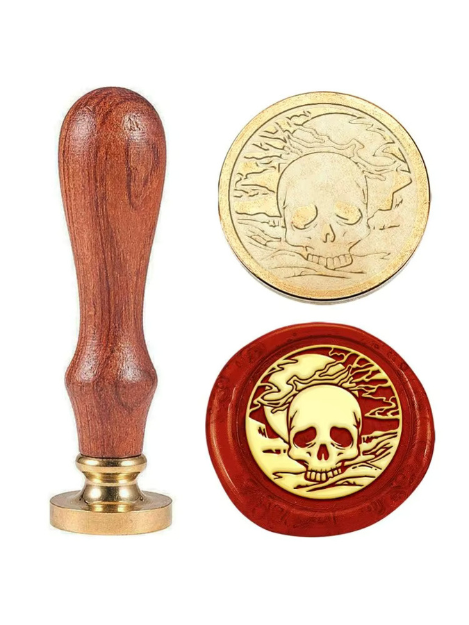 Vintage Totenkopf Wachssiegel Stempel mit Skelett-Motiv für Einladungskarten und Dekoration, Durchmesser: 30 mm - Bild 6