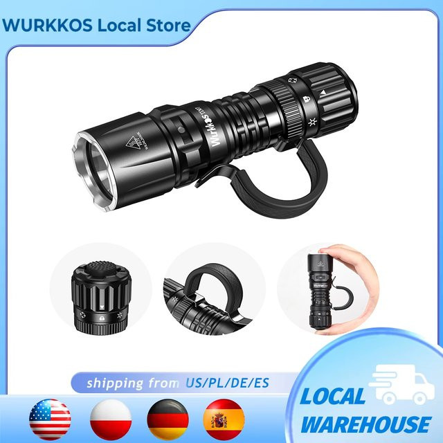 Wurkkos TD07 Taktische Taschenlampe Schwarz mit 1300 Lumen, Weitwurf, IP68 wasserdicht und 18350 Akku - Bild 1