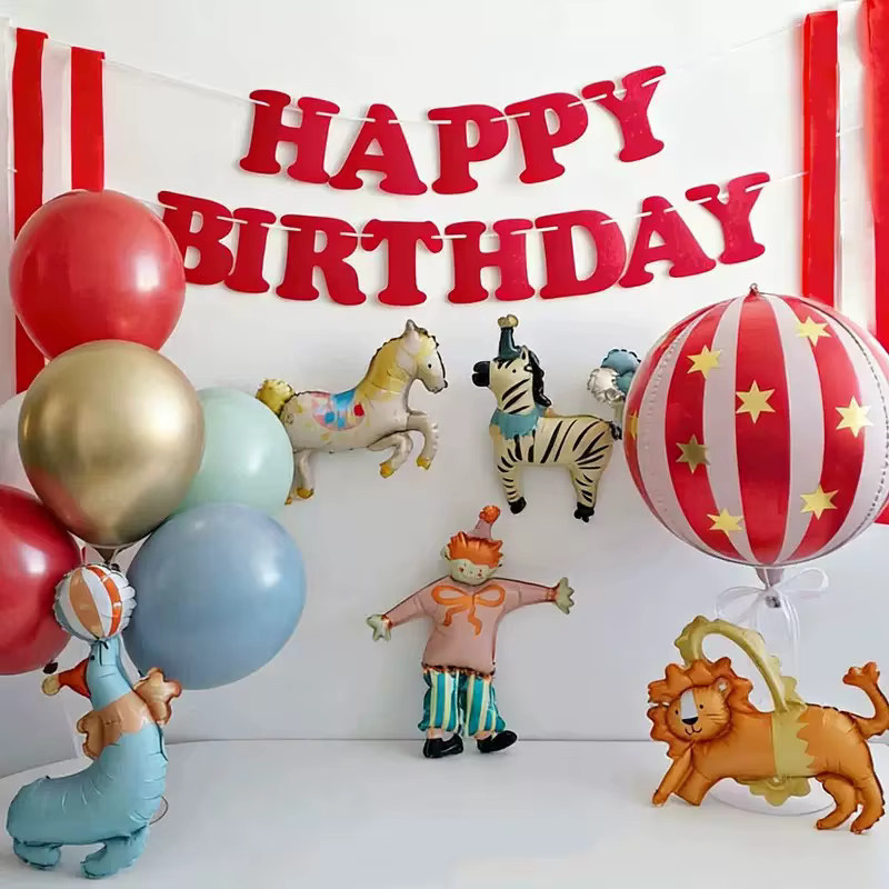 Danuyli Mini-Zirkus Aluminiumfolienballons, Löwen, Zebras, Tierballons - Bild 2