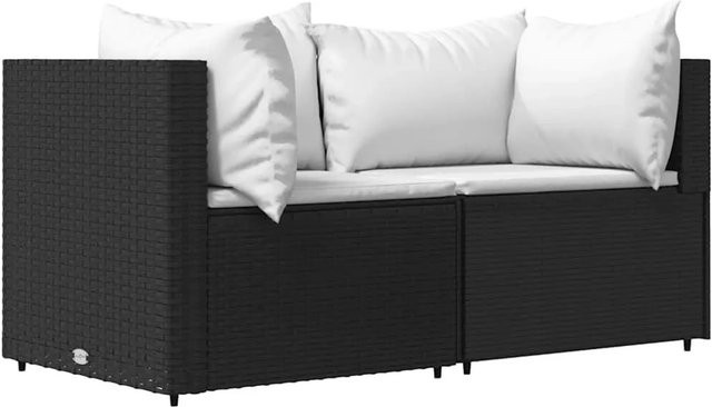 vidaXL Garten-Ecksofa Set aus Poly Rattan mit Kissen in Schwarz - Bild 1