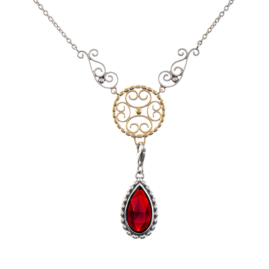 Collier Signature, 925 Silber geschwärzt teilvergoldet, Granat, Damen - Bild 1
