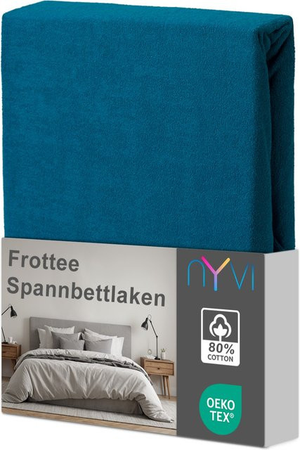 NYVI DreamScience Frottee Spannbettlaken in Petrol, B/T: 100 x 200 cm - Bild 1