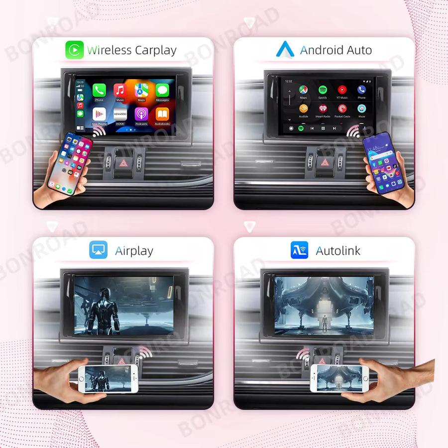 BONROAD Drahtloses CarPlay Schnittstellenmodul für Audi A6 A7 A4 A5 Q3 A1 Q5 mit Android Auto, Mirror Link, AirPlay und Bluetooth in Schwarz - Bild 2