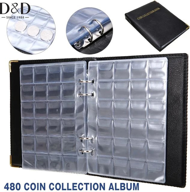 D&D Münzsammelbuch in Schwarz mit 480 Taschen für Gedenkmünzen, 20 Seiten, Organizer für Münzgrößen 20 mm, 25 mm, 27 mm und 30 mm - Bild 1