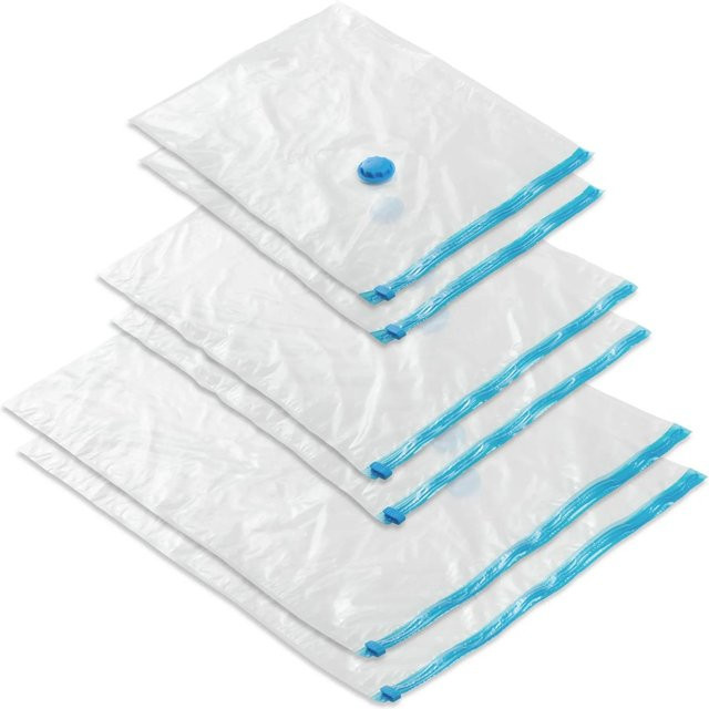 Tectake 6er Set Vakuumbeutel in 3 Größen, Transparent, mit Ein- und Auslassventil und zahnlosem Druckverschluss, B: 60 cm, T: 40 cm, H: 1 cm - Bild 1