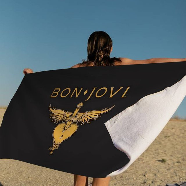 B-Bon J-Jovi Mikrofaser Strandtuch aus Baumwolle und Polyester, schnelltrocknend und super saugfähig, Schwarz, 30 x 30 cm - Bild 1