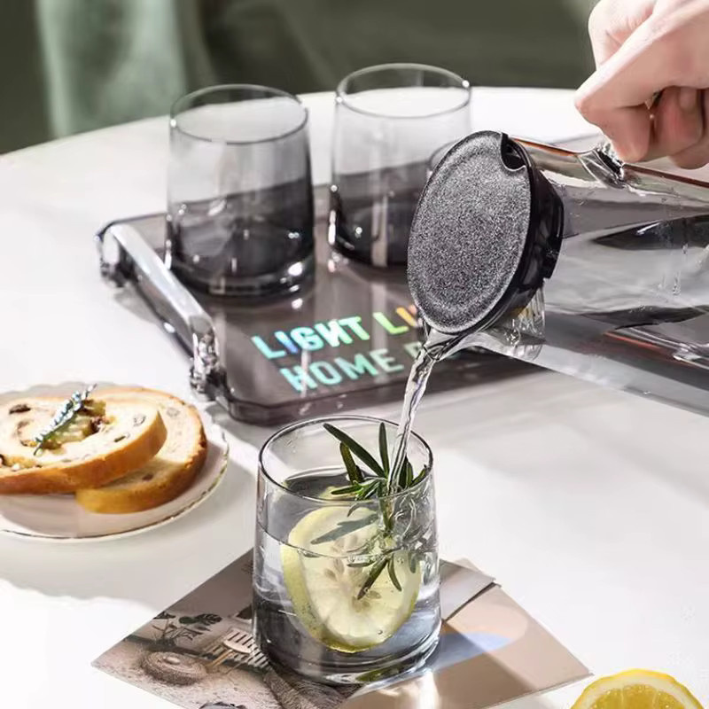 Tongyue Glasbecher im INS-Stil, trapezförmige Tumbler aus Glas in Grau und Transparent - Bild 5