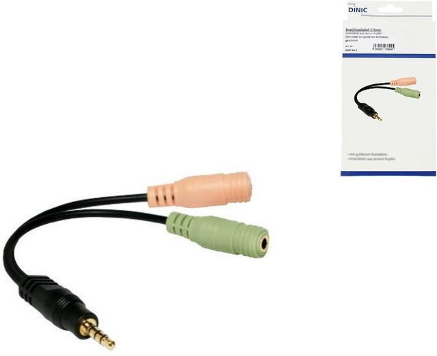 DINIC Y-Adapter 4pin Stecker auf 2x3.5 mm Klinke in Schwarz und Multicolour - Bild 1
