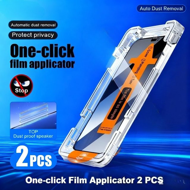 2er-Set Anti-Peep Displayschutzfolie aus gehärtetem Glas für Apple iPhone 17 16 15 14 Pro Max 13 12 11 und Air, transparent und staubdicht - Bild 1