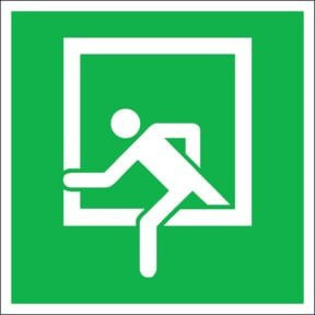 SafetyMarking Fluchtwegschild Folie Notausstieg langnachleuchtend, B: 15 cm, H: 15 cm - Bild 1