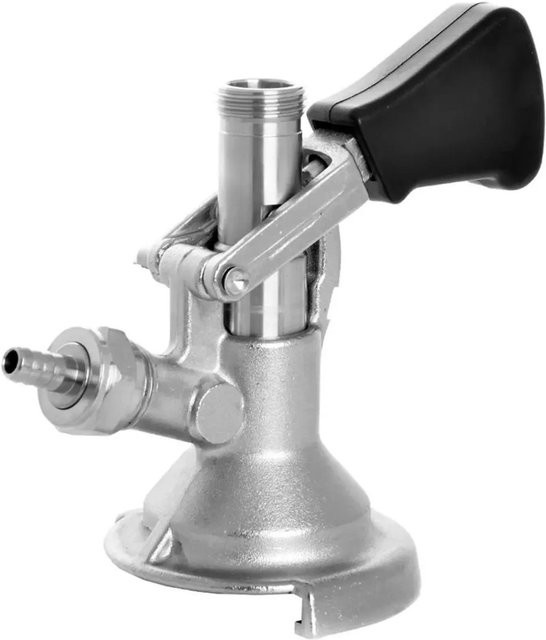 Ich-Zapfe Zapfkopf Keg-Verschluss mit Oberausgang und Flachfitting 2x 5/8 aus Edelstahl in Silber - Bild 1