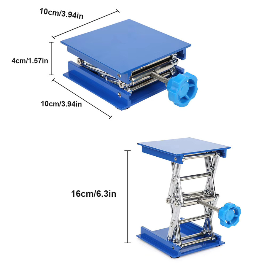 Blauer galvanisierter Aluminium-Scherenheber für Laboranwendungen B: 100 mm, T: 100 mm - Bild 3