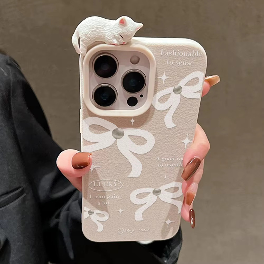 Stoßfeste Silikon Handyhülle mit 3D Band Bogen Knoten Design für iPhone, Farbe: Weiß - Bild 1