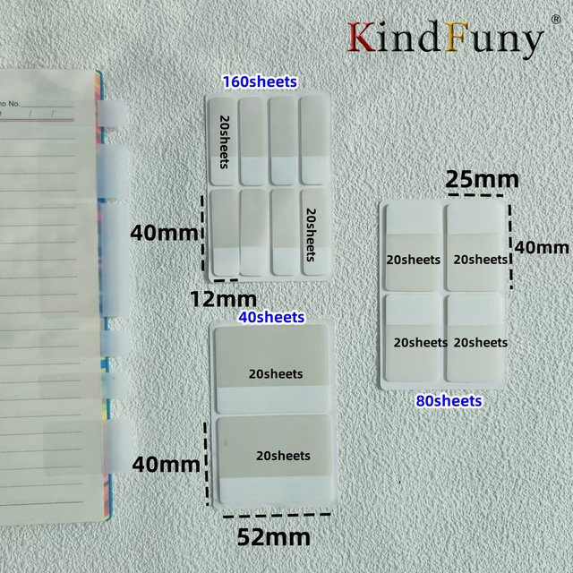 KindFuny Transparente Haftnotizen und Lesezeichen aus Kunststoff, Selbstklebende Indexregisterkarten für Bücher und Notizblöcke, Transparent - Bild 1