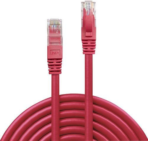 Lindy RJ45 Patchkabel CAT 6 U/UTP Ethernet LAN in Rot mit Rastnasenschutz, Länge: 5,00 m - Bild 1
